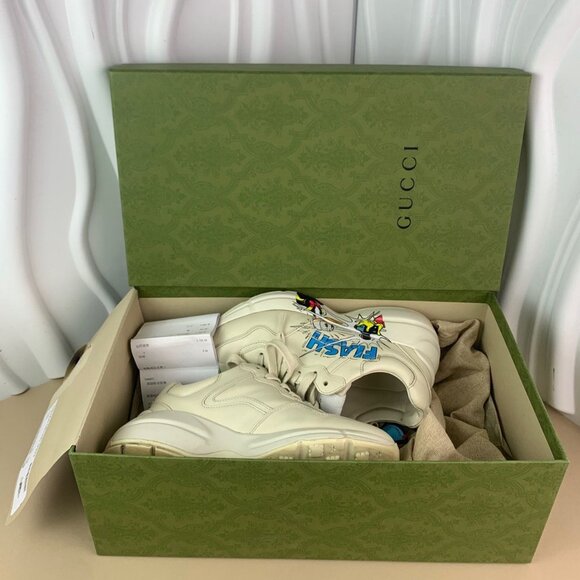 Disney X Gucci Reyton Ivory White Donald Duck Print Sneakers G 34 With Box - Picture 2 of 9